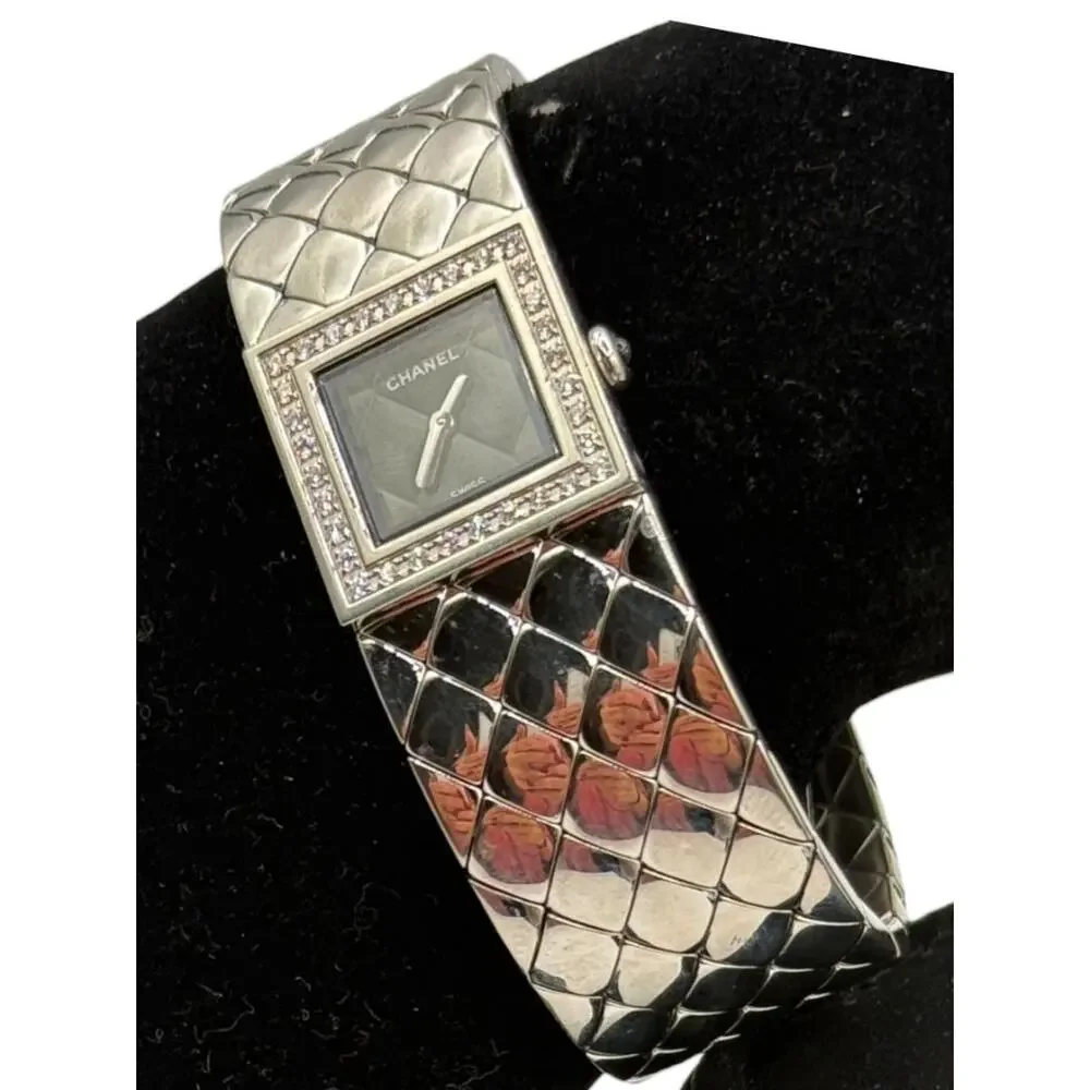 Chanel Matelassé Diamond Bezel Wristwatch